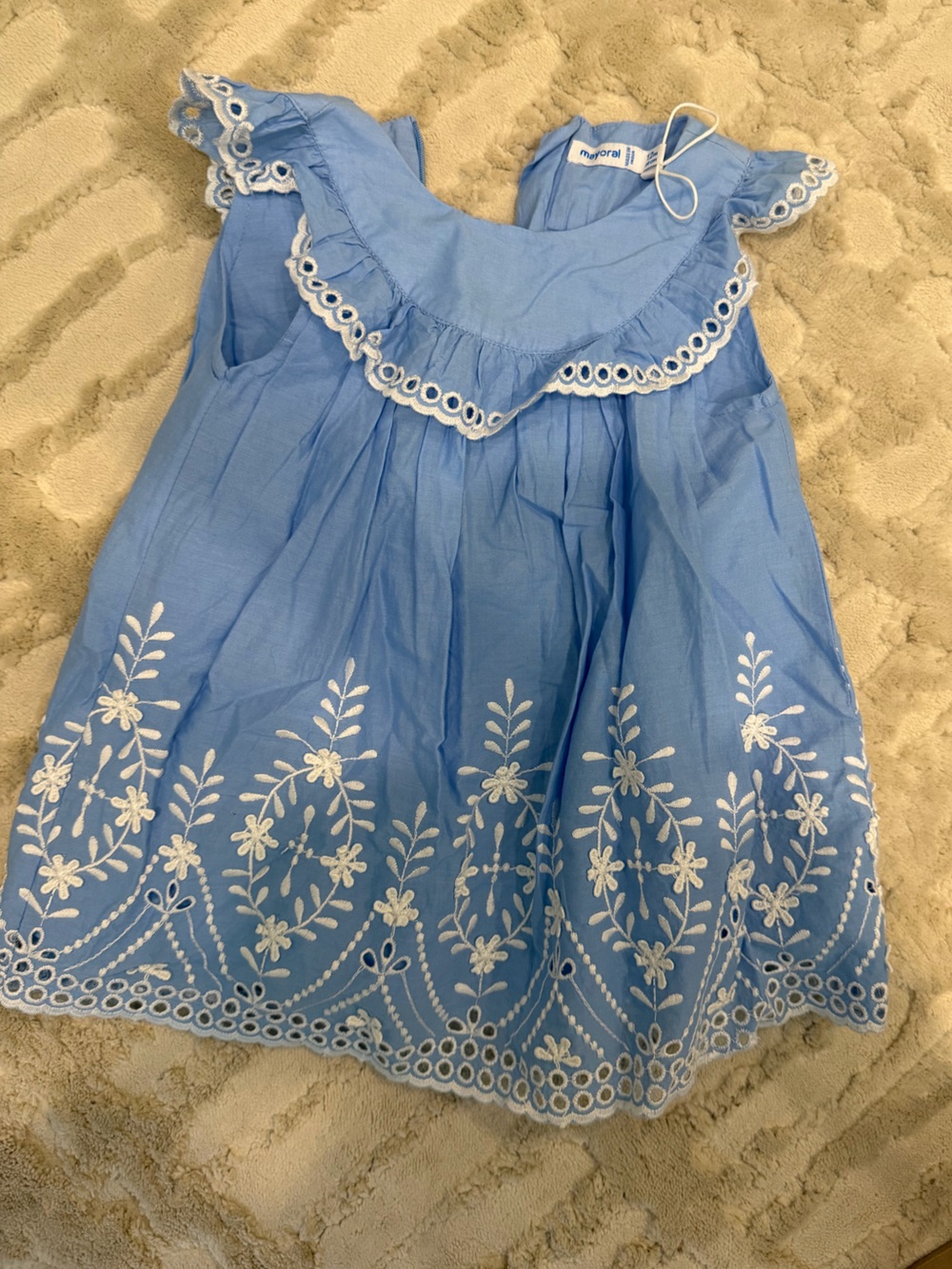 Mayoral Light Blue Infant Dress with Bow Detail